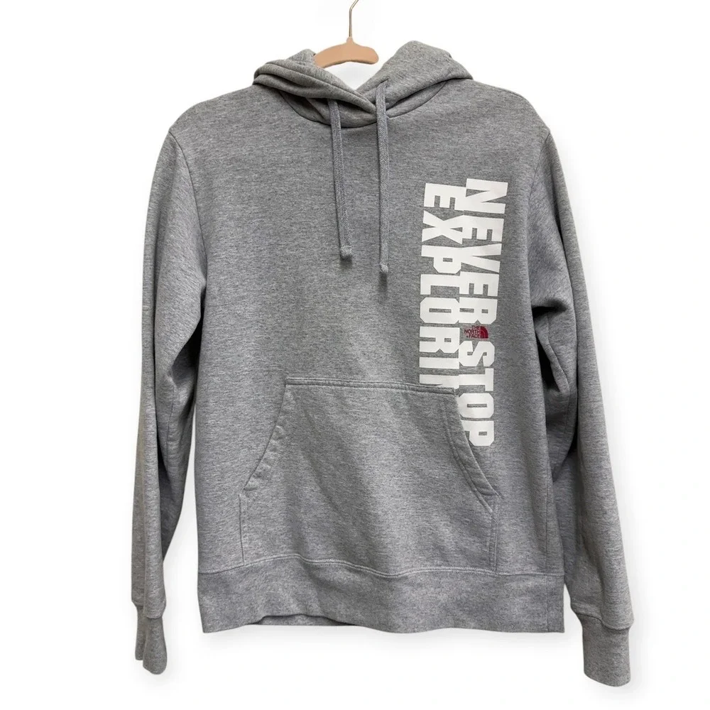 The North Face Never Stop Exploring Hoodie Men's S Gray Graphic Pullover